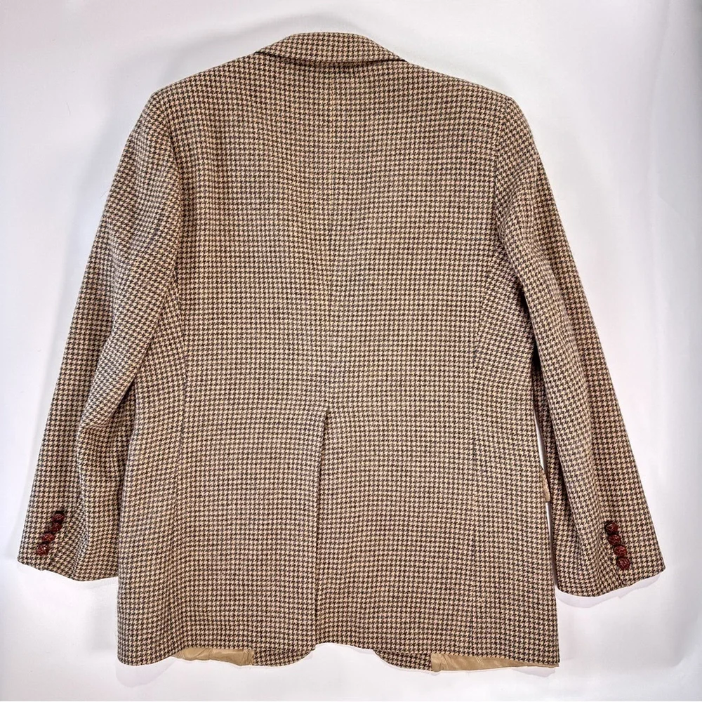 Lanvin Vintage Sport Coat Bonwit Teller Camel Hair Houndstooth Tan 40R